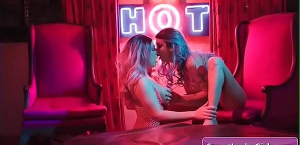 Sexy big tit lesbian hot babes Alexis Fawx, Angela White fucking deep and lick each other near neon lights